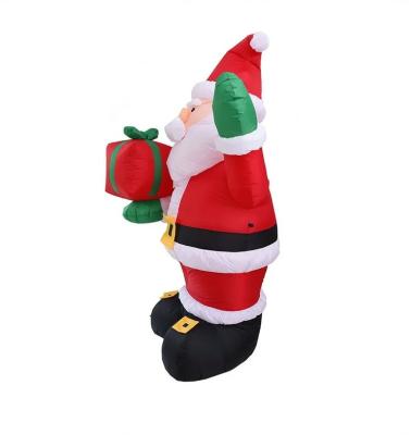 China 190T Polyester 135cm Inflatable Santa Claus Stand With Gift Box LED Light Air-Blown Outdoor Yard Lawn Christmas Party Decorations Supplies for sale