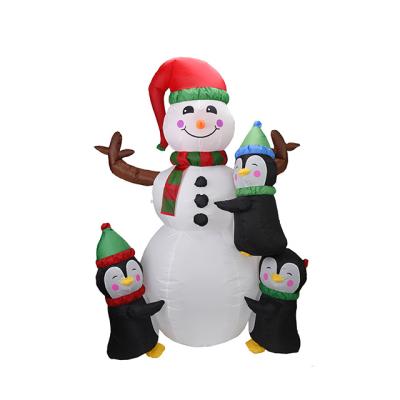 China 190T Polyester Home Yard LED Indoor Outdoor Christmas Snowman With Light Inflatable Penguin Christmas Decoration for sale