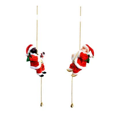 China ABS+plush+pvc+fabric Christmas ornaments Music Toy Kids Christmas Decoration Doll Santa Claus Electric Hanging Climb On Rope Ladder for sale