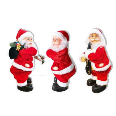 China ABS+rubber+plush+fabric Santa Claus Electric Christmas Dance With Music Santa Claus Twerks Play Guitar Shake Hips Buttocks Christmas Ornament Doll for sale