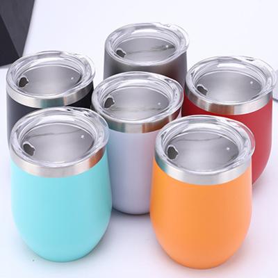 China Double Wall Stainless Muti-colors 12oz Viable Reusable Wine Tumbler Steel Beer Mug Vacuum Insulated Coffee Mugs With Sealed Lid for sale