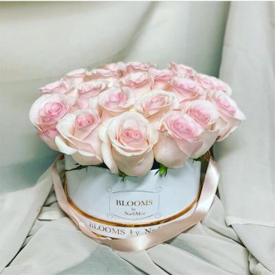 China Handmade Wholesale Custom Pink Velvet Rose Packaging Box Flower Gift Box for sale