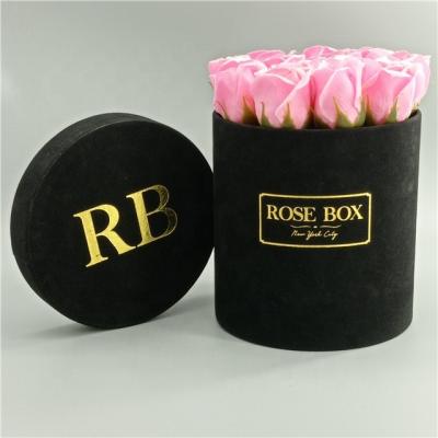 China Fancy handmade velvet flower gift box for rose packaging for sale