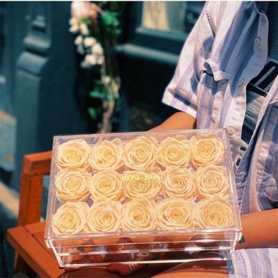 China Handmade Custom Clear Acrylic Gift Flower Packaging Box, 12 Holes Rose Display Box for sale