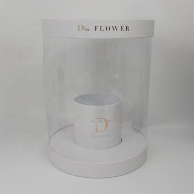 China Custom Handmade Hot Selling Transparent Round Shaped PVC Flower Boxes For Gift Packaging for sale