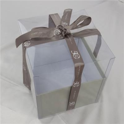 China High Quality Handmade Clear Window Paper Bakery Packaging Gift Cake Boxes With Ribbon for sale