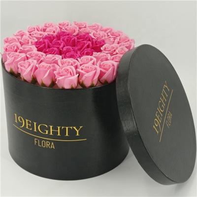 China Handmade high end custom logo leather flower box, leather round box, leather gift box for sale