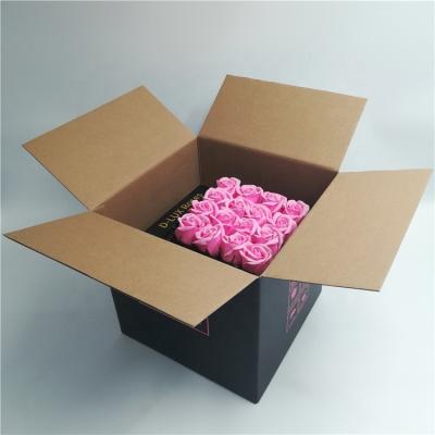 China Recyclable Accept Custom Logo Flower Shipping Box Corrugated Paper Cardboard Packaging Rose Box Hot Sale for sale