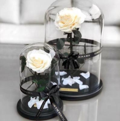 China Handmade High Quality Preserved Roses in Glass Dome Gift Boxes for Birthday Valentine's Day Mother's Day for sale