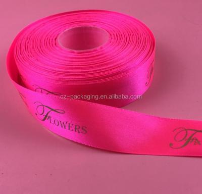 China Provide Variety Size Customized Colored Silk Ribbon For Flower Wrapping Gift With Logo for sale