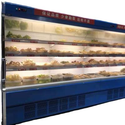 China Single-temperature blue open refrigerator for vegetable for sale