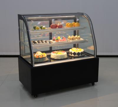 China Cheap Glass Displays Bakery Single-temperature Black Color Cake Fridge Refrigerator Display Fridge for sale