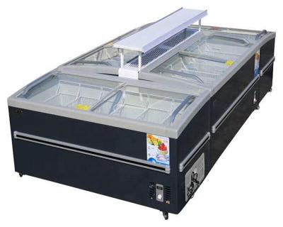 China Single-temperature Commercial Open Top Frozen Meat/Double Island Refrigerator With Night Cover Display Cabinet For Supermarket for sale