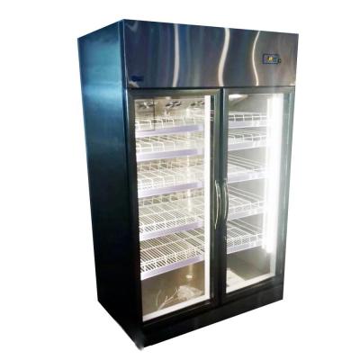 China Wholesale Double-temperature Static Cooling Transparent Glass Double Door Refrigerator for sale