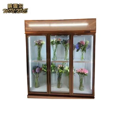 China Single-temperature 3 door counter top refrigerator glass supermarket display for flower for sale