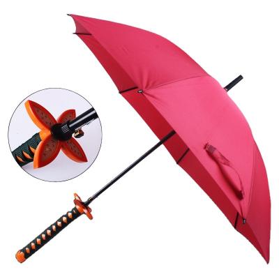 China Cartoon Eight Bones Umbrellas Demon Slayer: Kimetsu No Yaiba Genshin Impact Bleach One Piece Anime Umbrella Swords Long for sale