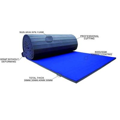 China XPE Foam Cheer Crash Mat Folding Cheap Custom Thick Gym Equipment Roll Mat Commercial Gym Equipment for sale