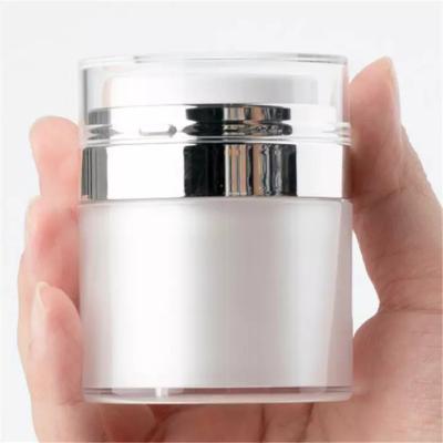 China 15ml 30ml 50ml Cosmetic White Acrylic Airless Jar 1oz 1.7oz Pump Bottle for sale