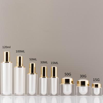 China 10/15g 30g 50g 30ml 50ml 100ml 120ml Cosmetic Skin Care Packaging Acrylic Bottle With Silver Lotion Pump For Face Cream Eye Cream for sale