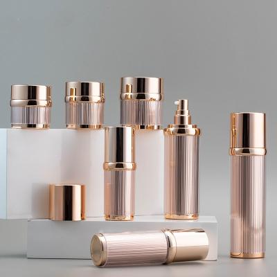 China 2023 New Style Stripe Body Cosmetic Acrylic Lotion Container Airless Emulsion Bottle for sale