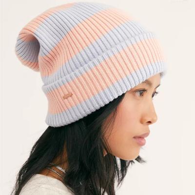 China BSCI JOINT Colorful Oversized Women Hats Knit Freestyle Striped Slouchy Hats Long Beanie Hats Multicolor for sale