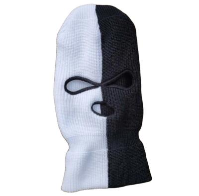 China JOINT Custom Made Black Half White Best Seller Acrylic Yarn Knitted Three Hole Two Tone Color Ski Balaclava for sale