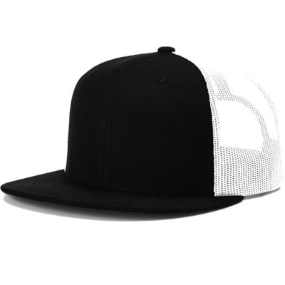 China COMMON Flat White Mesh Snapback Hats Yupoong Style 6 Panel Plain White Mesh Snapback Caps Black Cotton Edge for sale