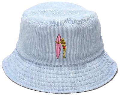 China Solid Plush Corduroy Bucket Hats Embroidery Fitted Mens Corduroy Bucket Hats for sale