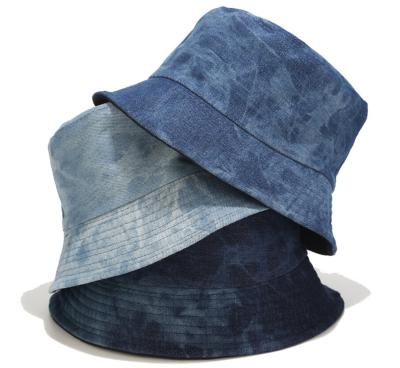 China Unisex Character New Arrival Customize Tie Dye Denim Bucket Hats for sale