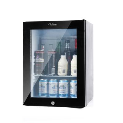 China Absorption Cold Drink No Noise Absorption Mini Bar Fridge 30 Liter Glass Door Hotel Minibar Refrigerator for sale