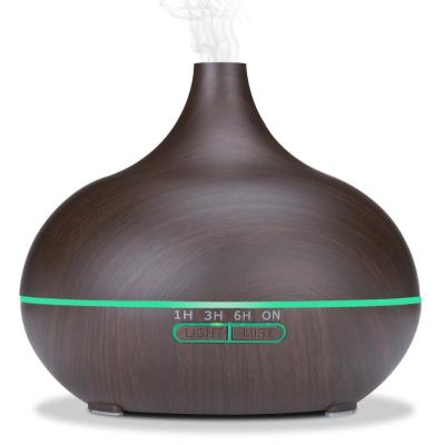 China Hotel 550ml Aromatherapy Remote Control Electric Aromatherapy Wooden Aromatic Essential Oil 7 Led Color Air Humidifier Aroma Diffuser for sale