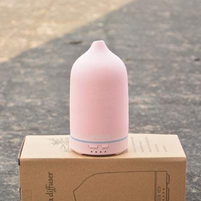 China Hotel Stone Diffuser, Ceramic Ultrasonic Essential Oil Diffuser for Aromatherapy, Pink, 160ml Capacity for sale