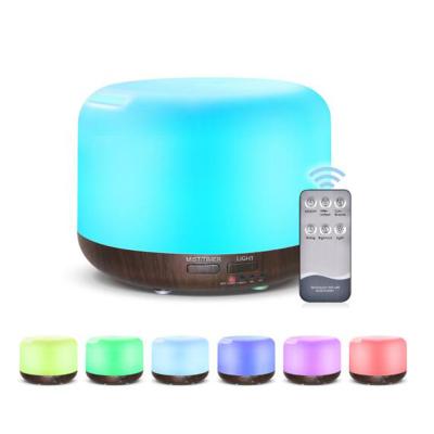 China 300ML Car Light Wooden Grain Colorful Darkening Artesian Aromatherapy Diffuser for sale