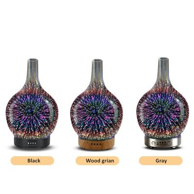 China Household 3D Art Glass Aroma Oil Diffuser, Whisper Quiet Humidifier with LED Lights Waterless Auto Shut-off for sale