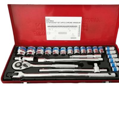 China With Blue Rim 24pcs Socket Wrench Set Socket Set 1/2 Socket Set for sale