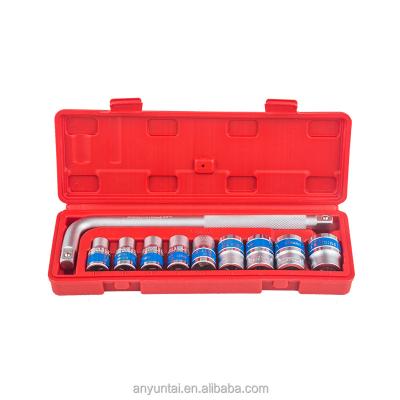 China Auto Repair 10 PCS Garage Workshop Hand Tools Socket Set Equipment Tools With L Handle+ 1/2 Standard Sockets for sale