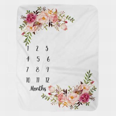 China Folded Super Soft Photography Props Milestone Baby Calendar Small Throw Blanket Custom for sale