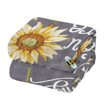 China WARM European Style Digital Printing Sunflower Covers Soft Throw Sofa Bedding for sale