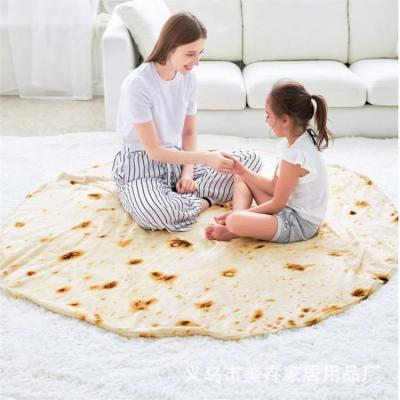 China Amazon Hot Sale Super Soft Folded Fleece Round Wrap Tortilla Pizza Burrito Baby Blankets Mexican Flannel Blanket for sale