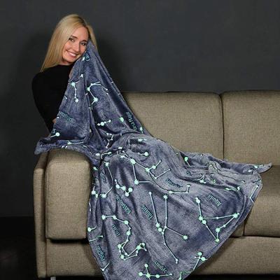 China High Quality HEATING Knit Shiny Constellation Pattern Glow In The Blanket Dark Fireflies New Design for sale