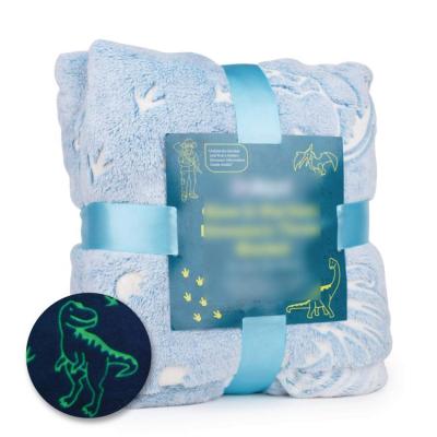 China New Arrival Folded Glossy Low Price Blue Blanket Glow In The Dark Light Blanket Kids Children for sale