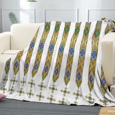 China Cheap Ethiopian Style Bindi Quality Soft Folded Custom Printed 100% Polyester Bindi Blanket Cobija Diy for sale