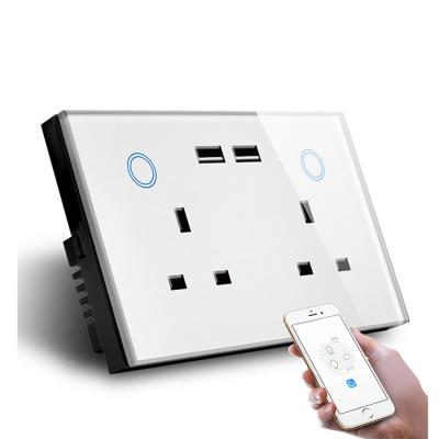 China New Convenient Safety Design Smart Home Tuya Smart Wall Socket UK Wifi USB Socket for sale