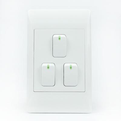 China Durable South African Safety Strip Wall Switch 10A Small 3 Button Light Switch for sale