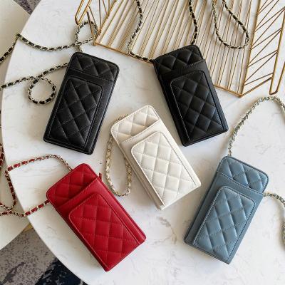 China Waterproof Soft Leather Phone Case Bag Stitched Mini Cross - Body Cell Phone Bags With Metal Chain Bags And Strap Cell Phone Cases for sale