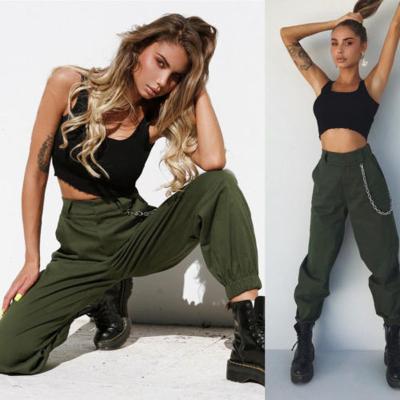 China Anti-wrinkle Women's High-Waist Bags Tanks With Pockets Solid Color Trial Loose Overalls Fashion HIP-POP Sports Casual Pants for sale