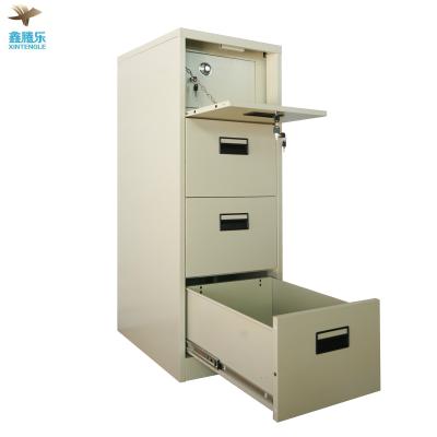 China 2021 New Promotion Powder Coat Metal Office Adjustable File Cabinets 4 Drawer Steel Filing Cabinet With Inner Safe Box for sale