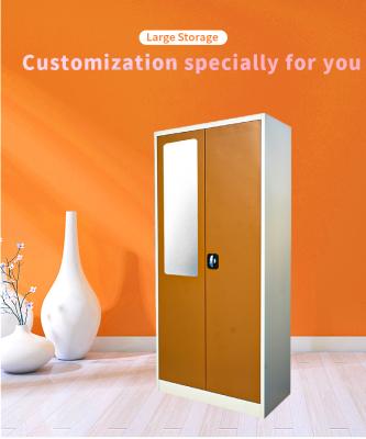 China ISO Certificate Customized Best-loved Convertible Double Door Almirah Clothing Storage Used Metal Wardrobe Almira for sale