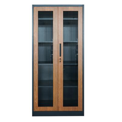 China Office Foldable Storage Cabinet With Printing Glass Metal Transfer Door Steel Filing Cabinet for sale