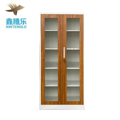 China (Other)Factory direct sale transfer desk iron adjustable wooden filing cabinet with doors metal glass storage cabinet for sale